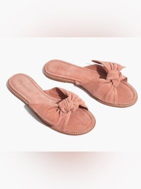 Madewell Suede Bow Slide Sandals In Blush Pink Size 7